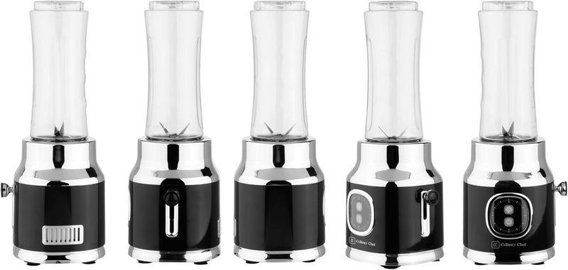 CULINARY CHEF Retro Smoothie Maker Personal Blender with Mason Jar, Perfect for Shakes and Smoothies, Countertop, Dishwasher Safe, BPA-Free, High Power 300W, Black - Image 4